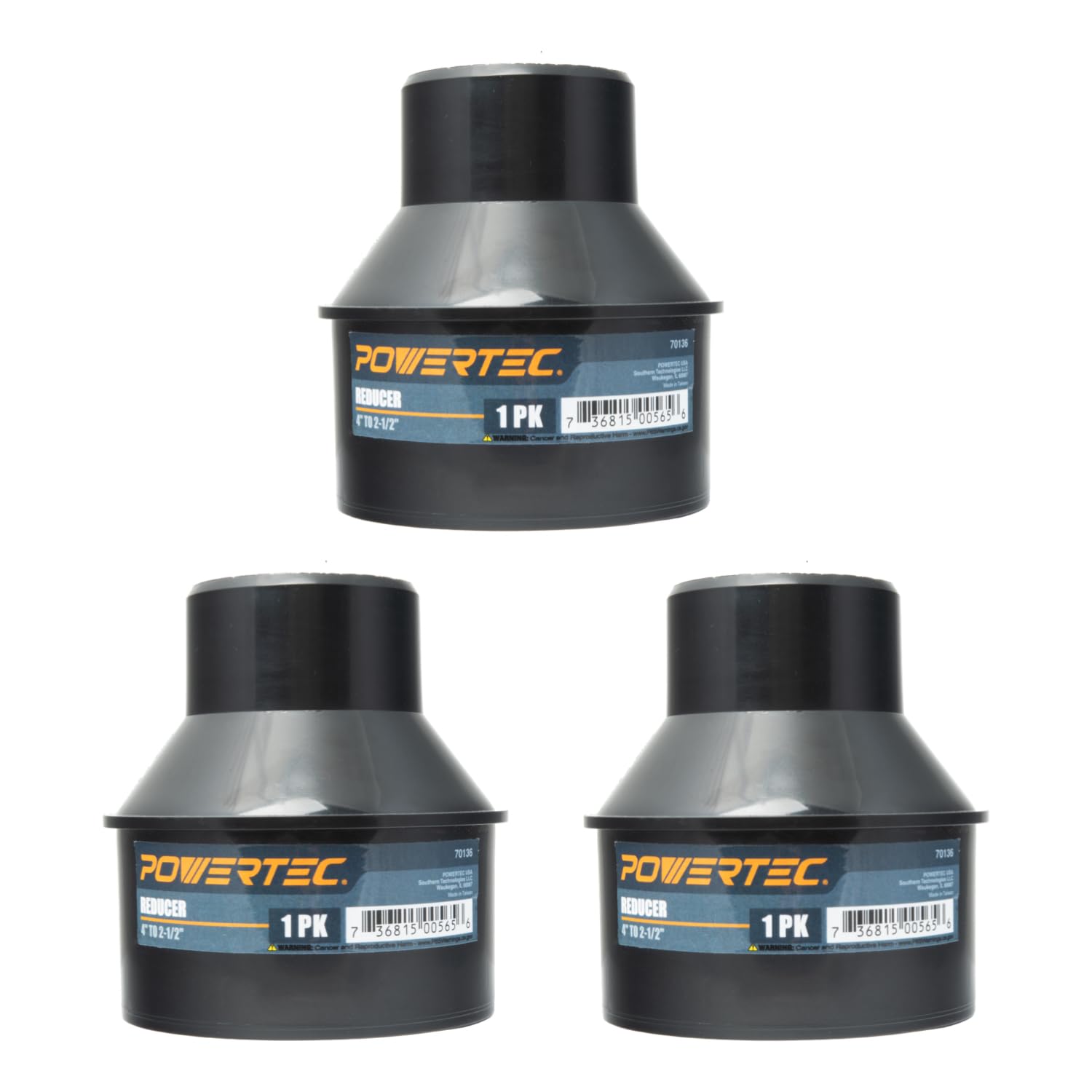 POWERTEC 70136-P3V Manguera de 4 pulgadas a 2-1/2 pulgadas reductor de cono de manguera, accesorios de recogida de polvo para manguera de recogida de polvo, manguera de ventilación de secadora y