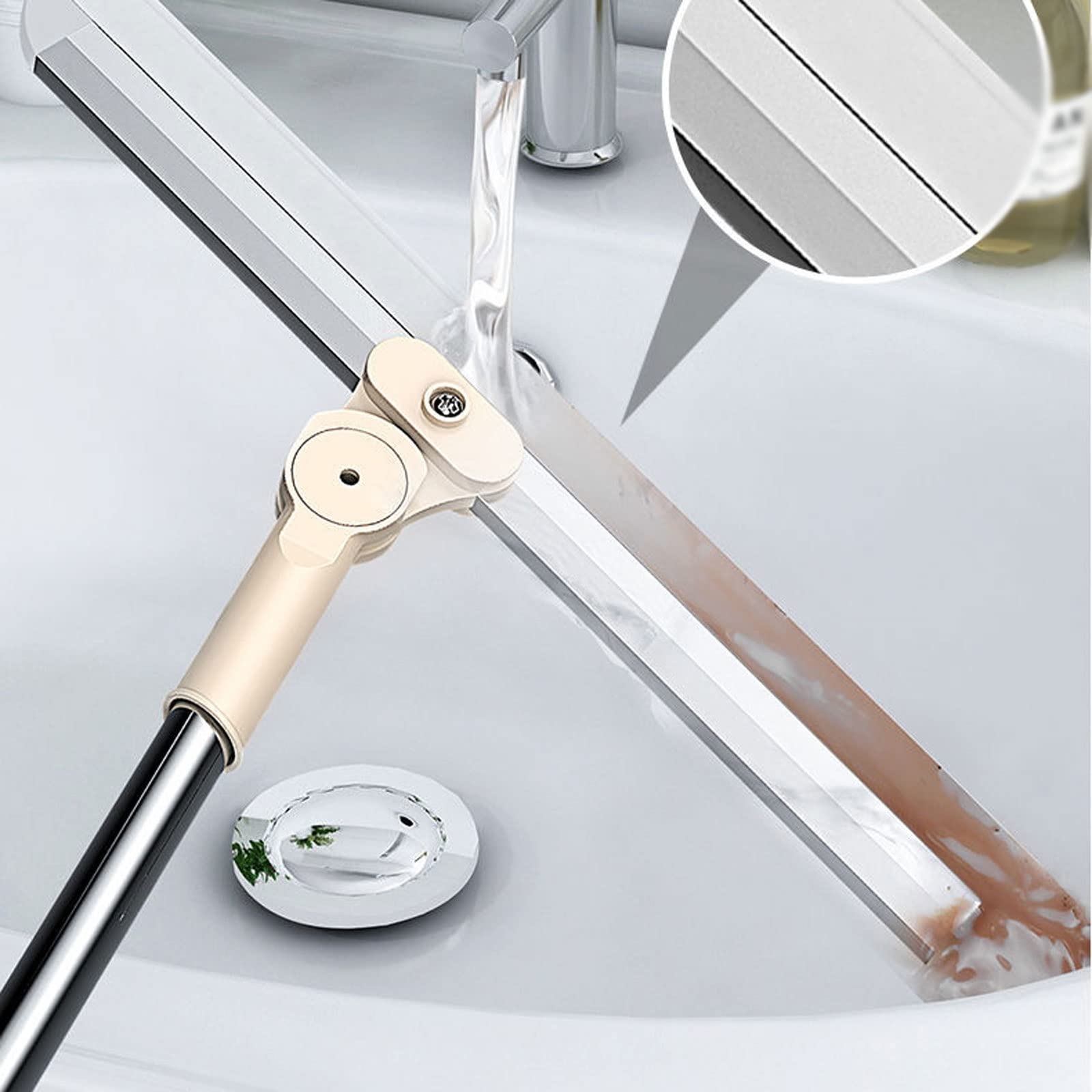 JINGYAN Ściągaczki prysznicowe 1PC Telescopic Floor Wiper Rotatable Window Mirror Shower Scraper Long Handle Bathroom Kitchen Broom Household Cleaning Tools