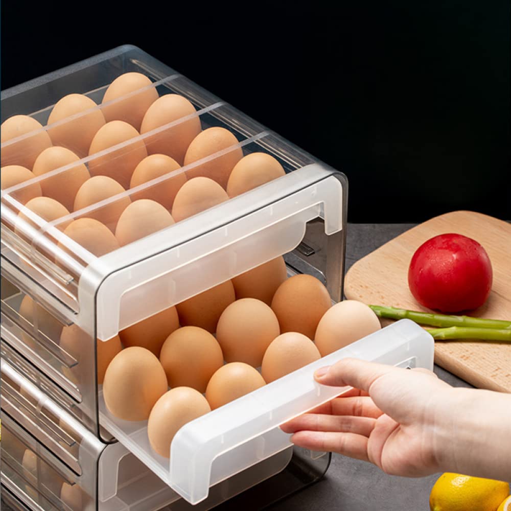 Refrigerador Caja De Almacenamiento De Doble Capa para Huevos Tipo De Cajón Doméstico Clasificación De Cartón De Huevos Extraíble Y Caja De Mantenimiento Fresco Soporte De Rejilla para Huevos