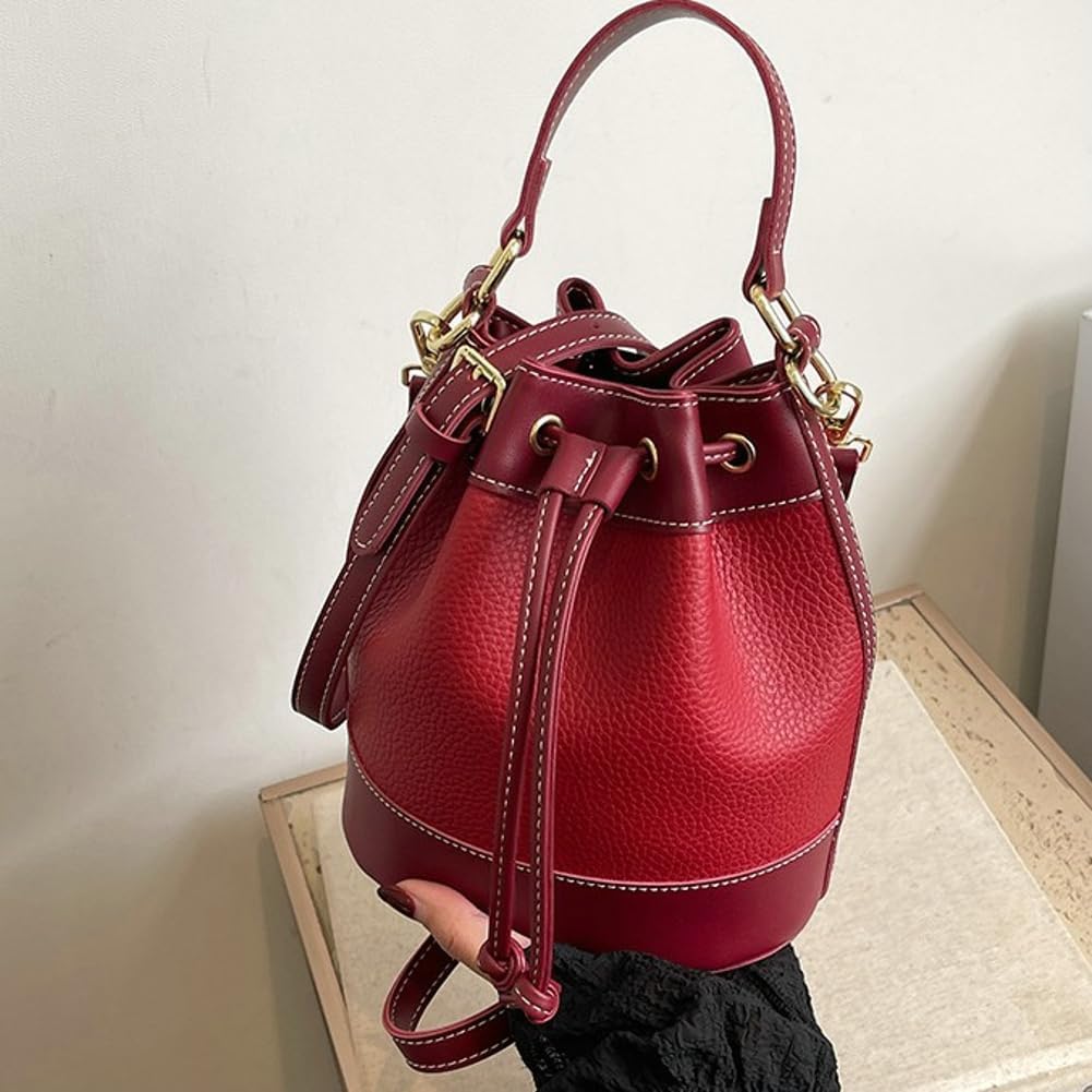 Women’s Retro Bucket Bag Chic Drawstring Hobo Purse with Adjustable Strap Lightweight Shoulder Bag for All Seasons - Image 3
