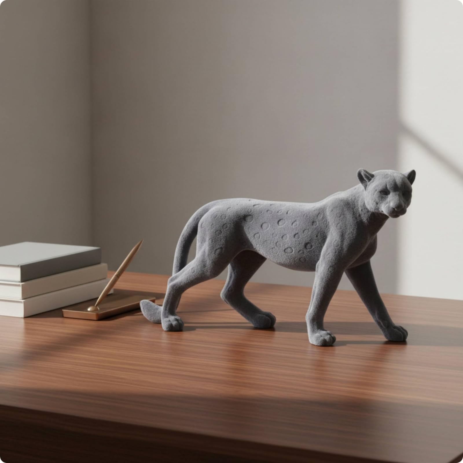 Figura Animal con Pelaje Manchado con Textura Aterciopelada Minimalista Animal con Pelaje Manchado Peluche Tierno Adorno para Recibidor, Marrón, Leopardo Acostado Flocado Marrón