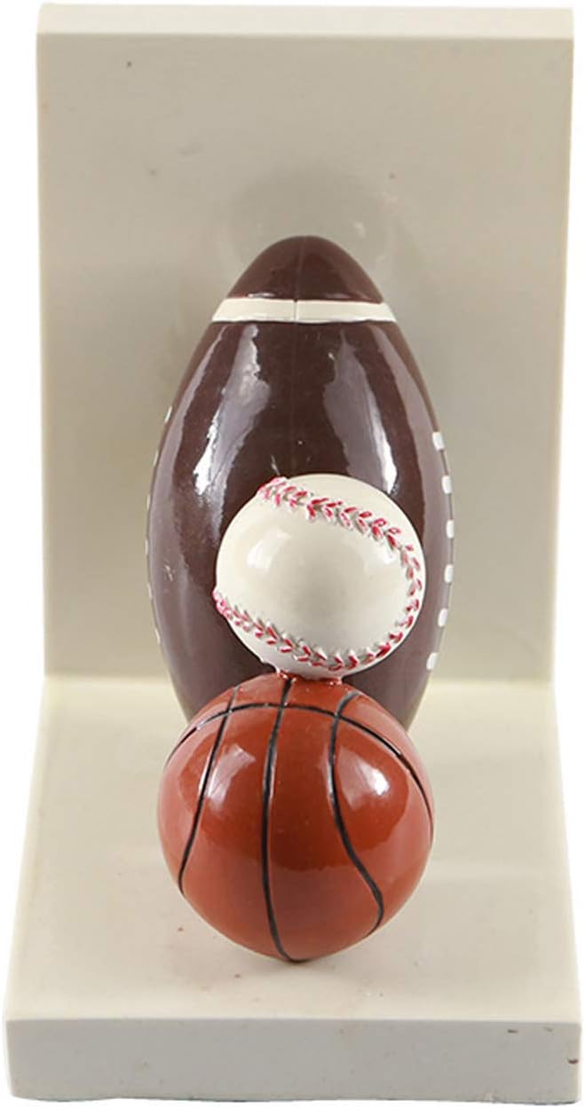 Resin Sports Bookends Set Nursery Room Kids Room Decorative Bookends Children Gift Idea Heavy Duty Sports Thematic Bookends, White, 15 x 10 x 13.5 cm 6 x 4 x 5..3 Inches