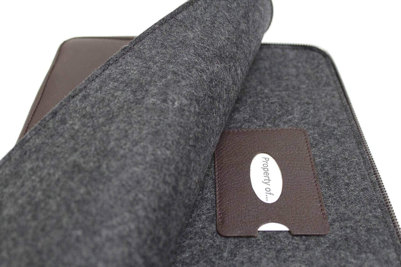 Pack & Smooch MacBook Pro 14 Funda Cuero Antracita/Marrón | Cuero curtido vegetal | Compatible con MacBook Pro 14 | Angus