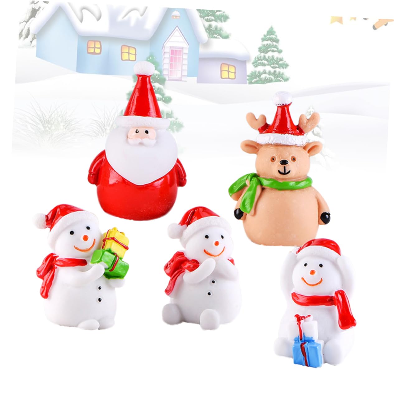 Kisangel 42 Piezas Muñeca De Resina Navidad para Niños Estatuilla De Muñeco De Nieve De Navidad Decoración De Casa De as De Mini Adornos De Papa Noel Accesorios Escritorio