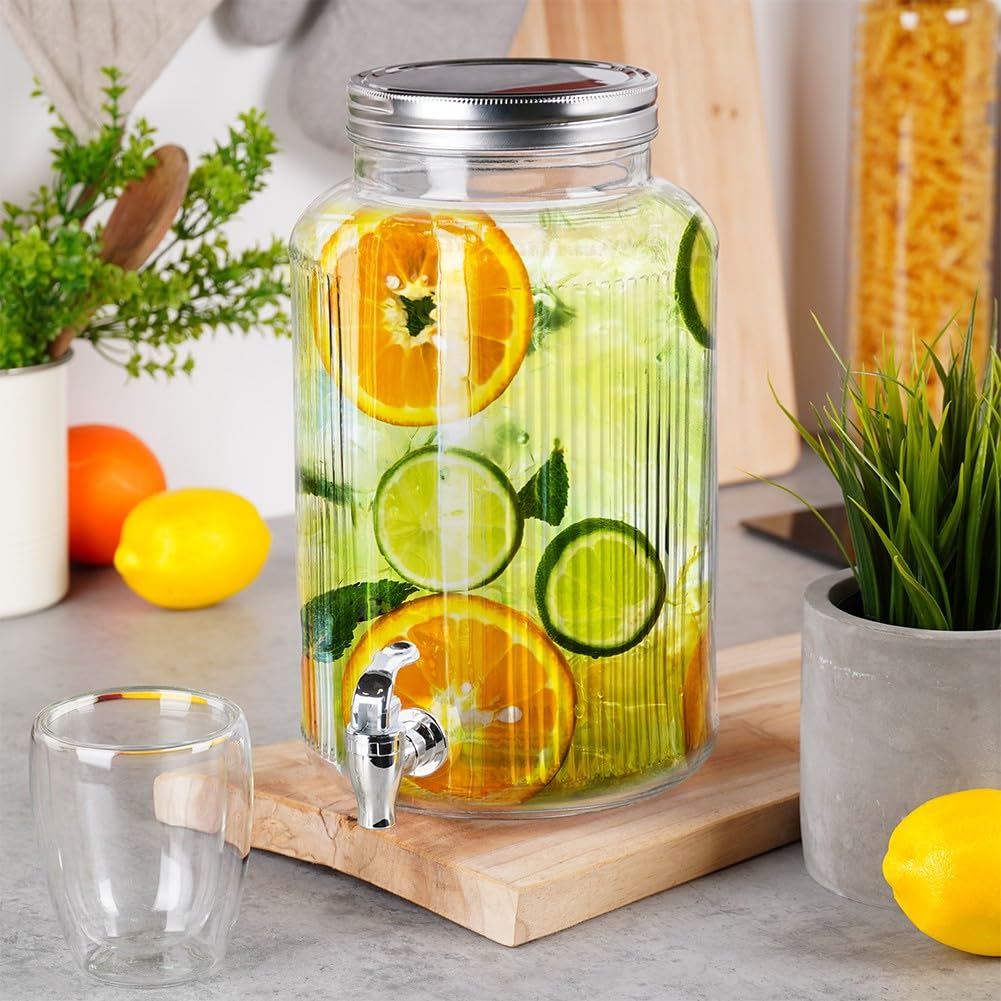 DISTRIBUTEUR DE BOISSON - 2,75 L - Verre / métal doré