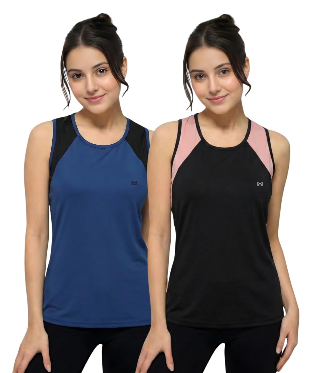 White Moon Gym Sleeveless T Shirt for Women, Sports Tank Tops for Women, Yoga Tank, Gym Vest for Women, Gym Workout Wear Women, Combo Polyester Tops for Women (Pack of 2)-picture-10