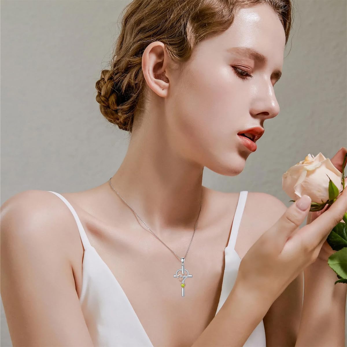 Stethoscope Cross Necklace for Women 925 Sterling Silver Nursing Medical Pendant Necklaces with Birthstone, Doctor Nurse RN Registered Graduation Jewelry Gifts for Her - Image 3