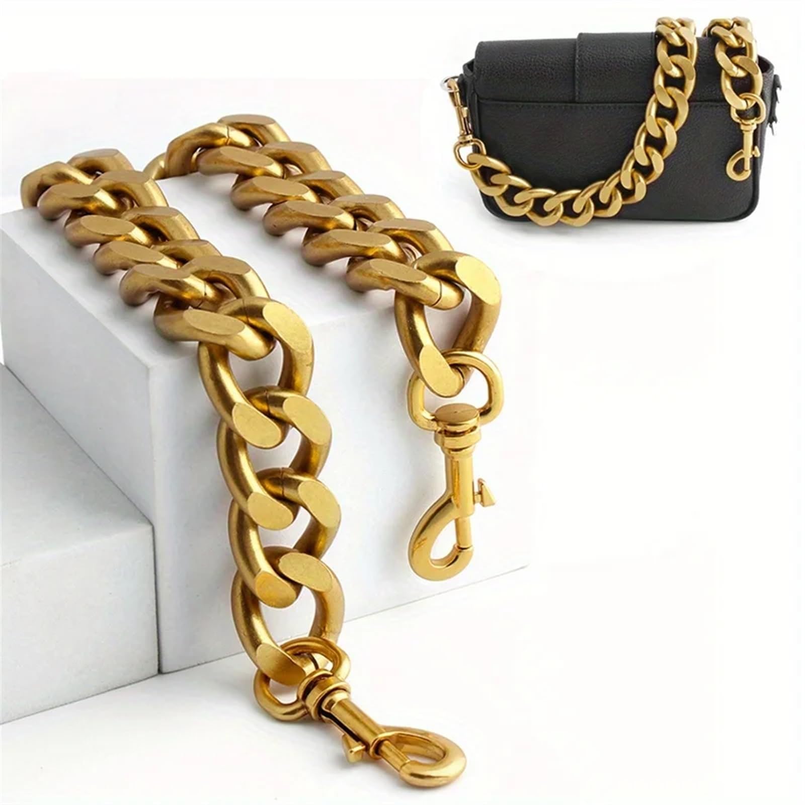 Cadena para bolso Cartera con cadena de aluminio y metal 39-60-100cm, bandolera, correa hombro, gruesa repuesto, decorativa DIY, 1 unidad para Bricolaje(1 piece Total 100cm)