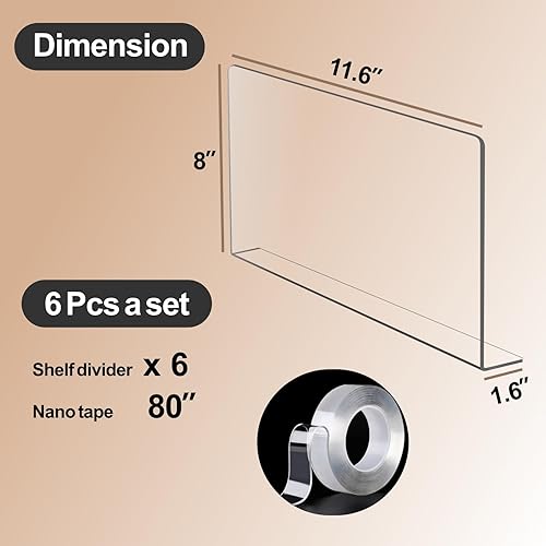 Miniatura 6 de Shelf Dividers - Clear Plastic Acrylic Tall Cabinet Shelf Dividers Organizer for Wood Shelves Closets - Shelf Separators in Closet for Clothes (6)