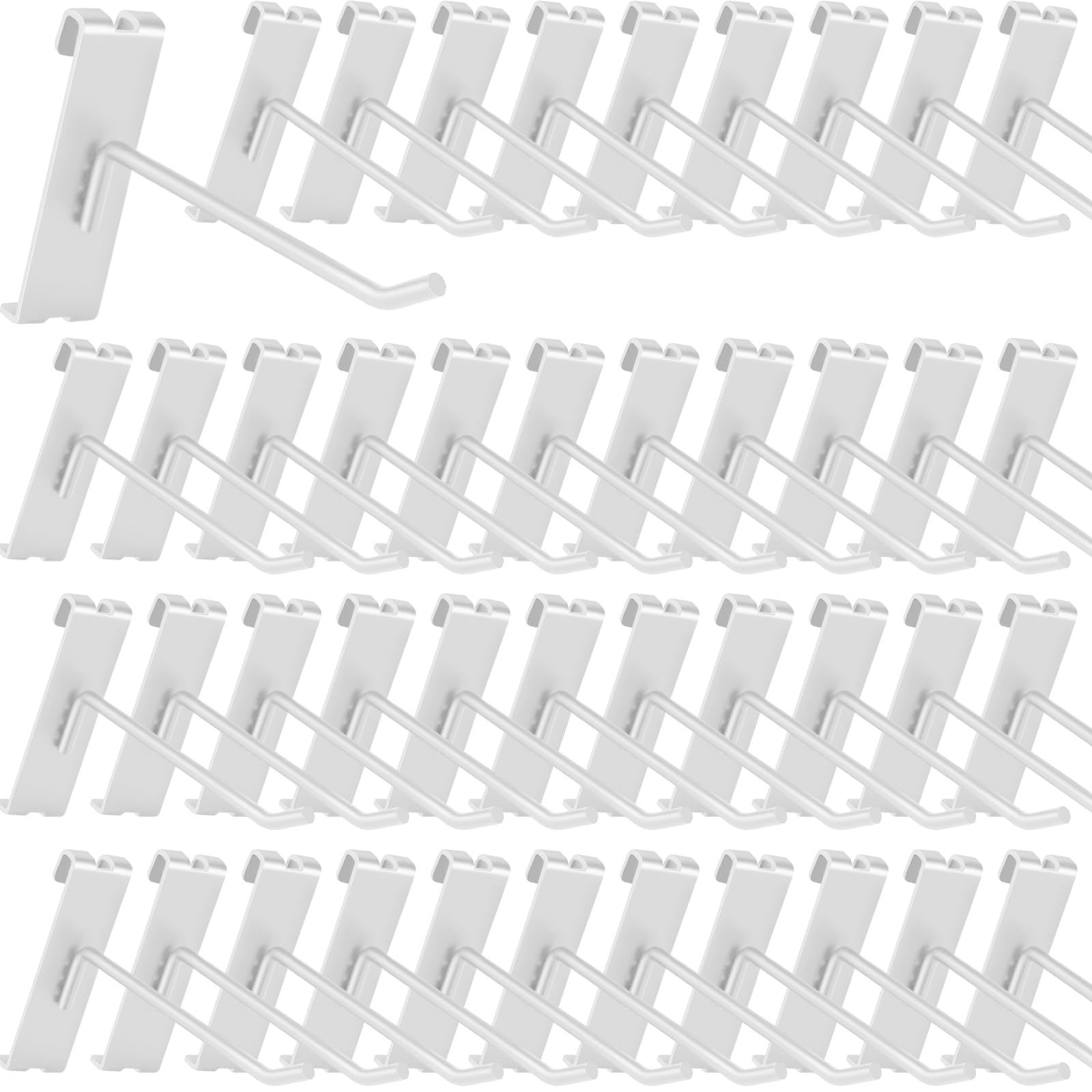 Waltool 20Pcs Gridwall Hooks, Metal Grid Panel Hanging Peg Hooks, Grid Wall Accessory for Clothes Storage, Home Organization, Retail Display (White, 4"/10CM)
