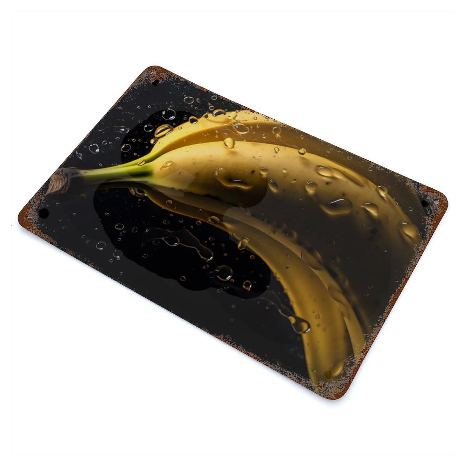 Banana 11.8"x7.9" Rusty Metal Tin Sign, Novelty Wall Decor for Cafe, Home Bar And Lounge Decor