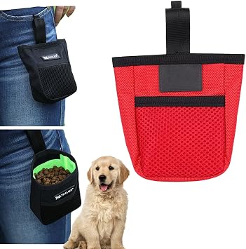 Dog Training Treat Pouch Portable Dog Walking Waist Bag Outdoor Pet Training Reward Container Hook Design Mini Waist Pocket Bag for Pet Snack Kibbles Toys Accessories