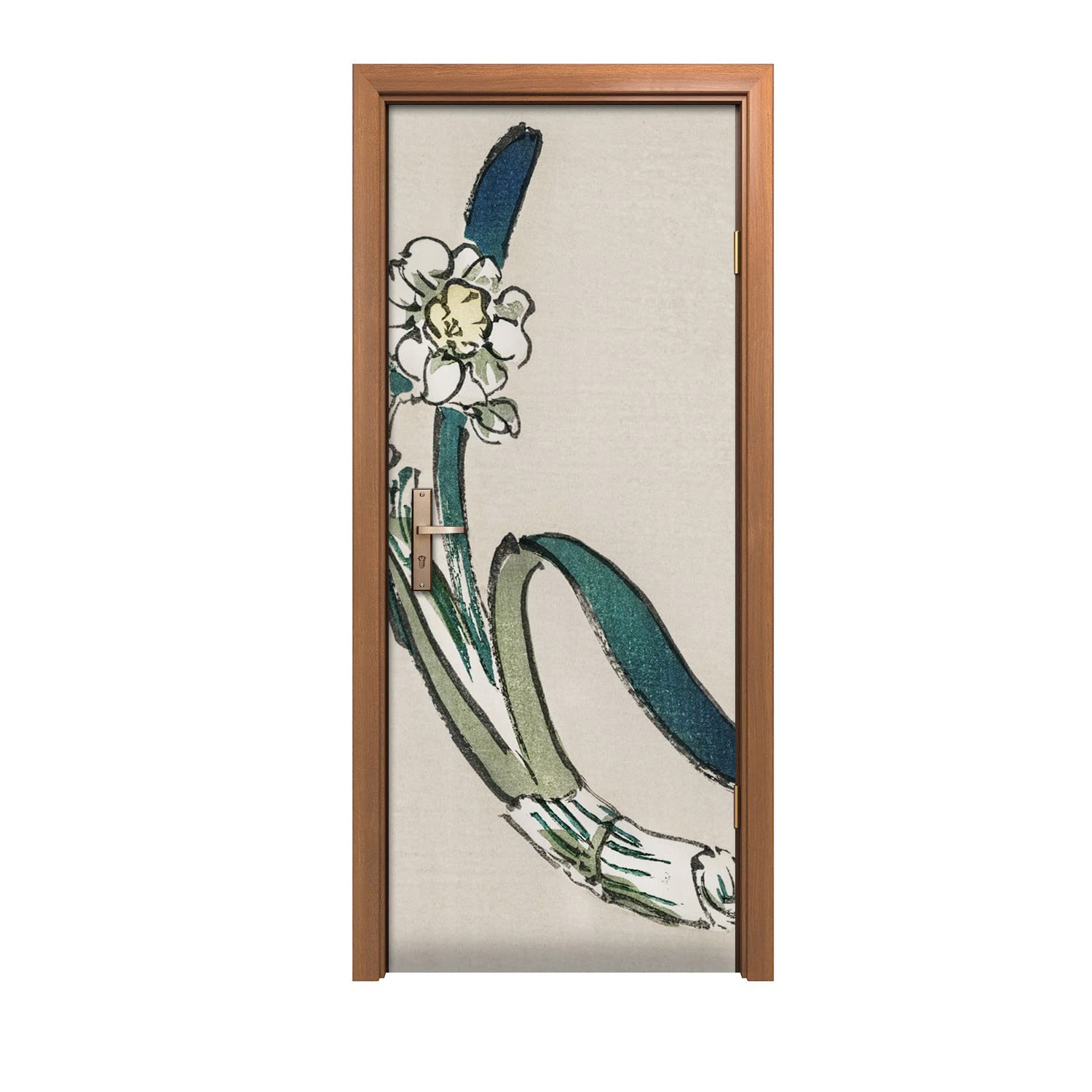 Autocollant de porte fleurs asiatiques Coloray 80x200cm pour mur