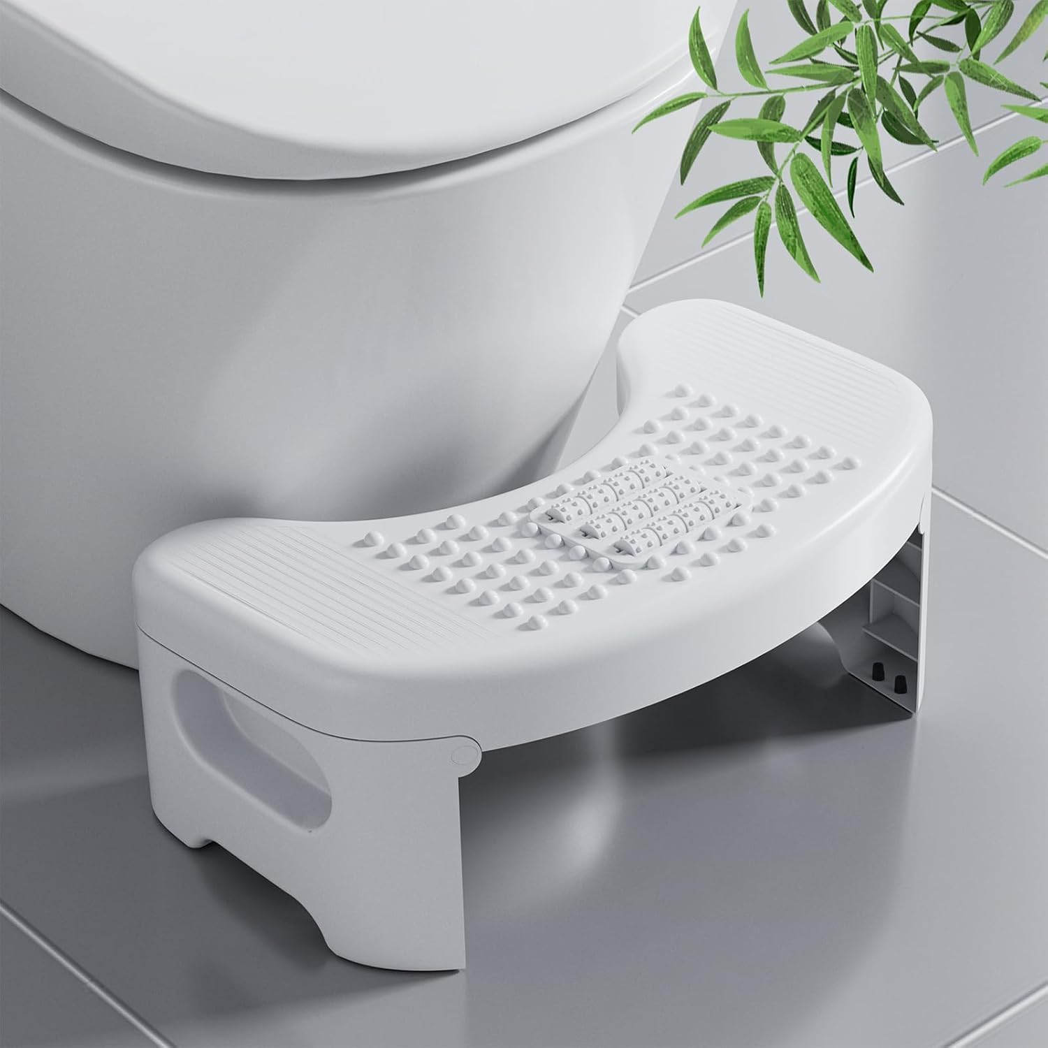 SpaceOrganizer Toilet Squat Adult, 7" Squatting Poop Stool for, Bathroom Foot Rest Stools for Pooping, Potty Step for Toddlers & Adults, Non-Slip Pads (White, Foldable : Toilet Stool)-image-7