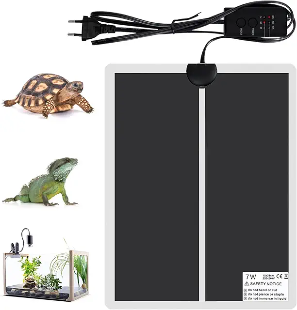 Geoyien Heizmatte Terrarium mit Thermostat, 3-Stufen-Temperaturregelung, Wasserdicht (28x15cm)