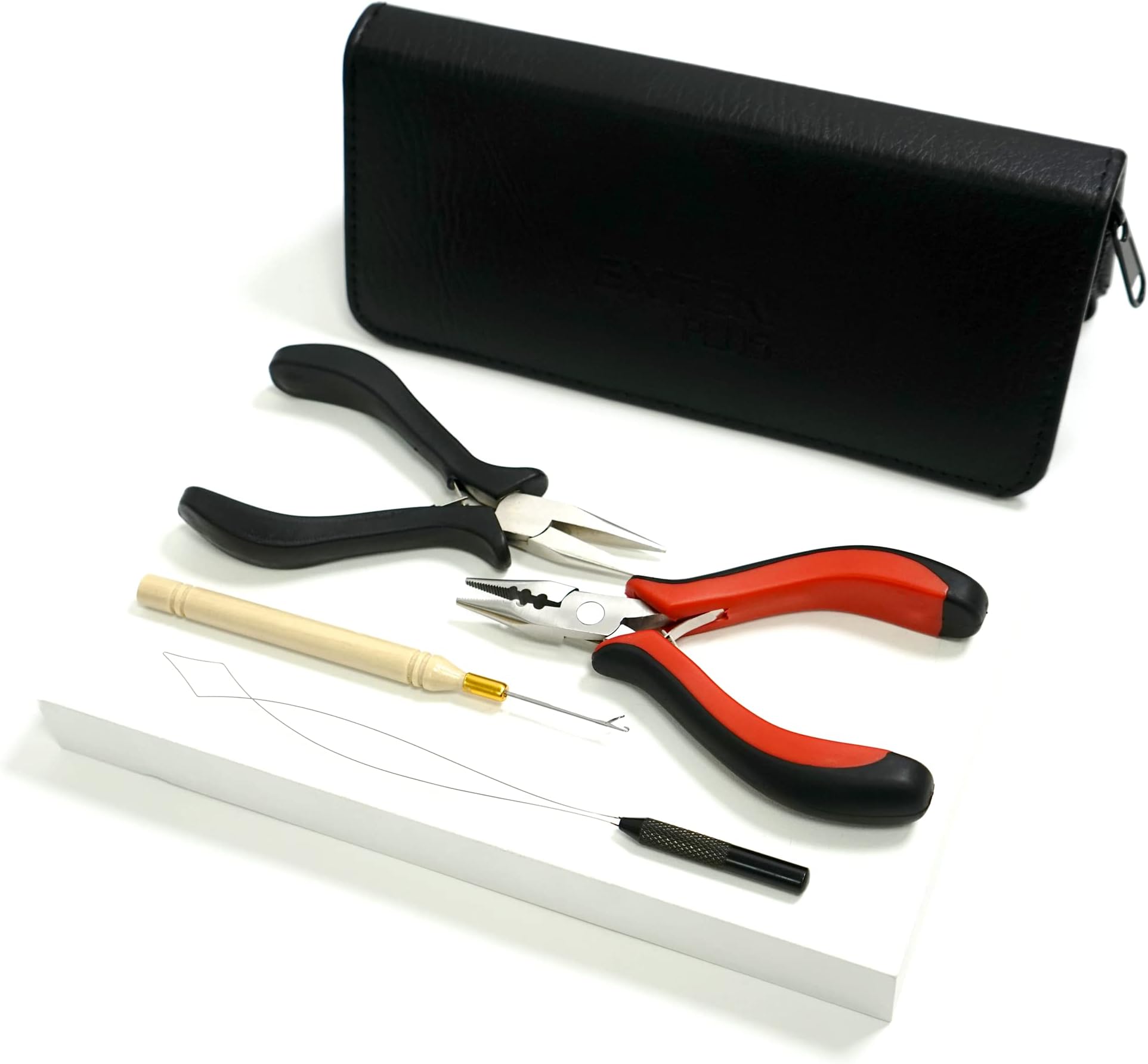 The Hair Shop Hair Extension All 5-in-1 Tool Zipper Kit for I-Tips, Beads, and Micro links | Professional Set w/Opener, Closer, Pulling Needle, Loop Needle for Hair Extensions