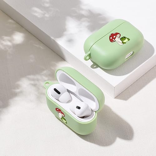 Miniatura 2 de MAYCARI Bonita funda de hongos de rana para AirPods Pro con llavero, diseño de animales lindo funda protectora de TPU suave compatible con AirPods