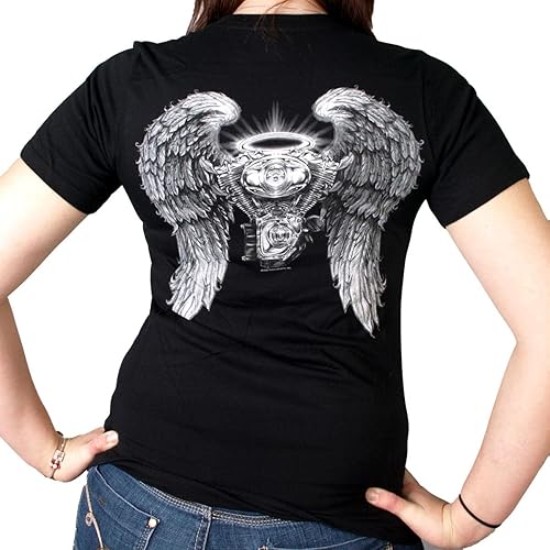 Miniatura 3 de Hot Leathers Black Asphalt Angel Ladies Camiseta de manga corta