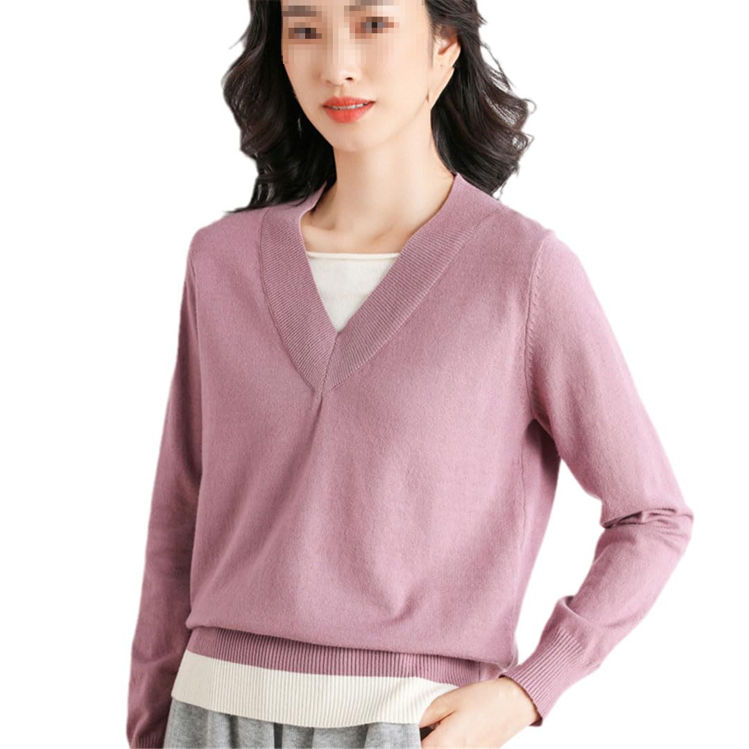 Pull À Col en V pour Femmes, Faux Pull À Bascule en Deux Pièces