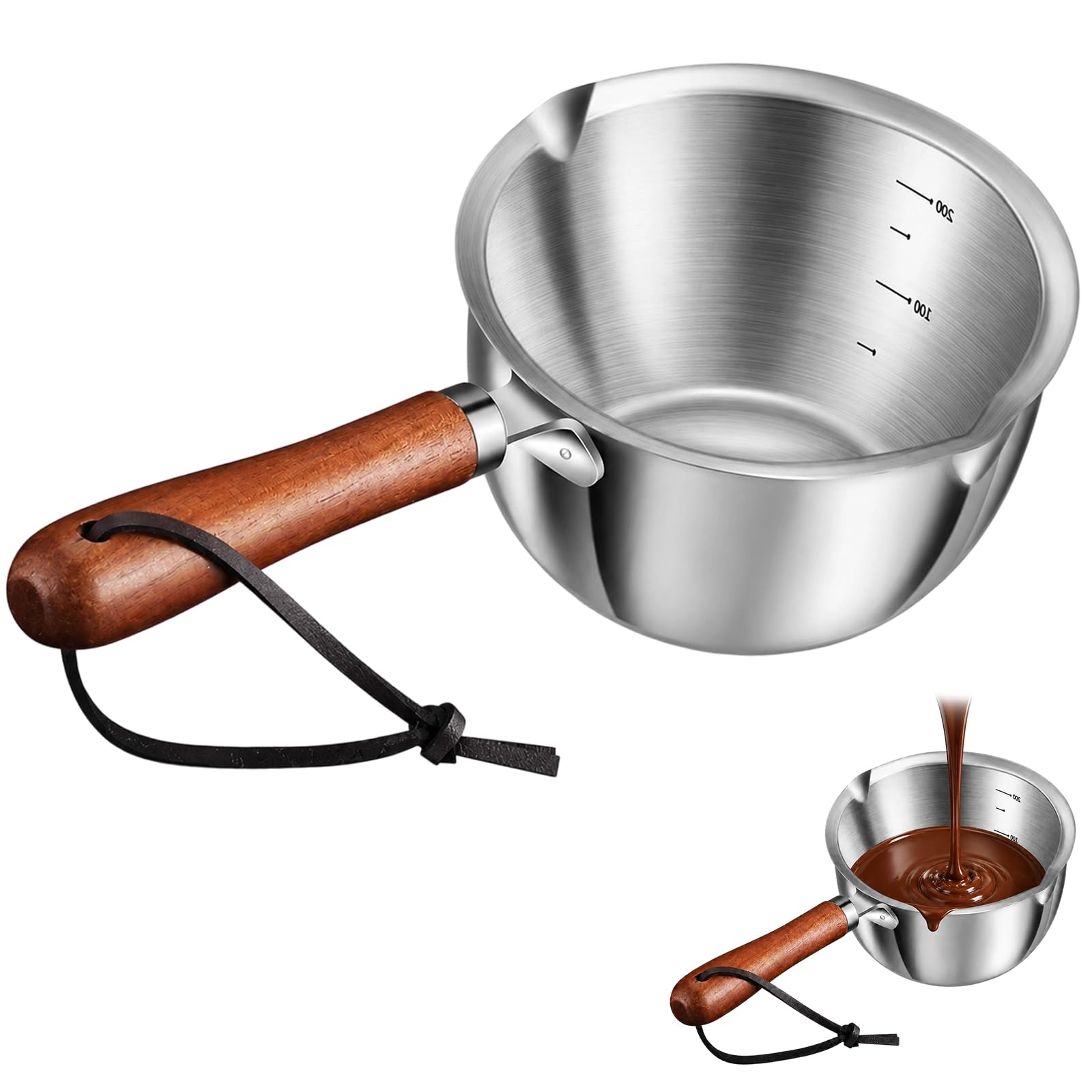 Milk Pan, Milk Saucepan, 300 ml Stainless Steel Saucepan with Pouring Lip, Small Saucepan for Even Heat Distribution, Ergonomic Handle Milk Pan for Kitchen Use