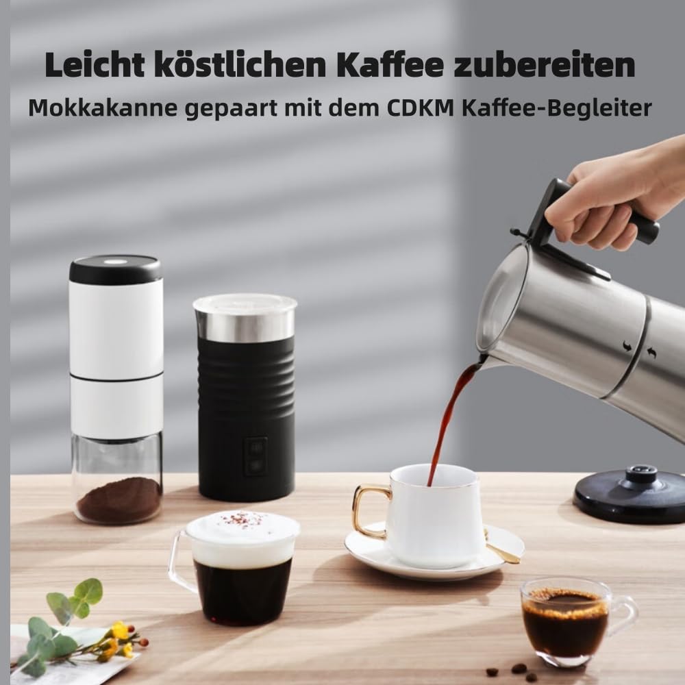 Espressokocher Elektrisch, Edelstahl Moka pot, One-Touch, 3-6 Tassen | Automatische Mokka-Kaffeemaschine, italienische Espressomaschine, Automatische Abschaltung, 340 ml Espressomaschine