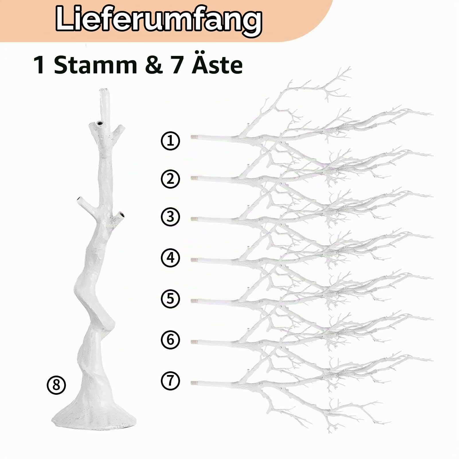 NUPTIO Weiß Deko Baum für Weihnachten Ornament Display, 100cm Osterbaum | Einfache Anbringung von Zweigen, Künstliche Tischdekoration für Halloween, Fenster, Kamin, Feiertage, Party, Ostern Deko