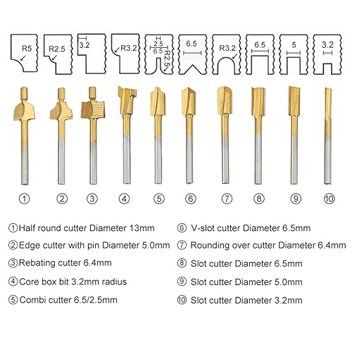 Miniatura 4 de HSS - Juego de brocas de grabado de carburo y brocas de enrutador de 18 pulgadas (0.118 in) para herramientas rotativas, accesorios para