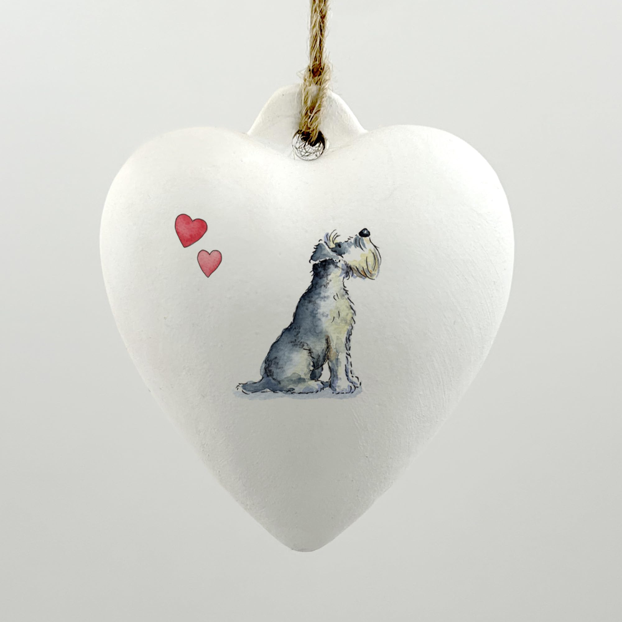 Image Industry Schnauzer Ceramic Heart Bauble - Dog Lovers - Gift for the Home - Hanging Ornament