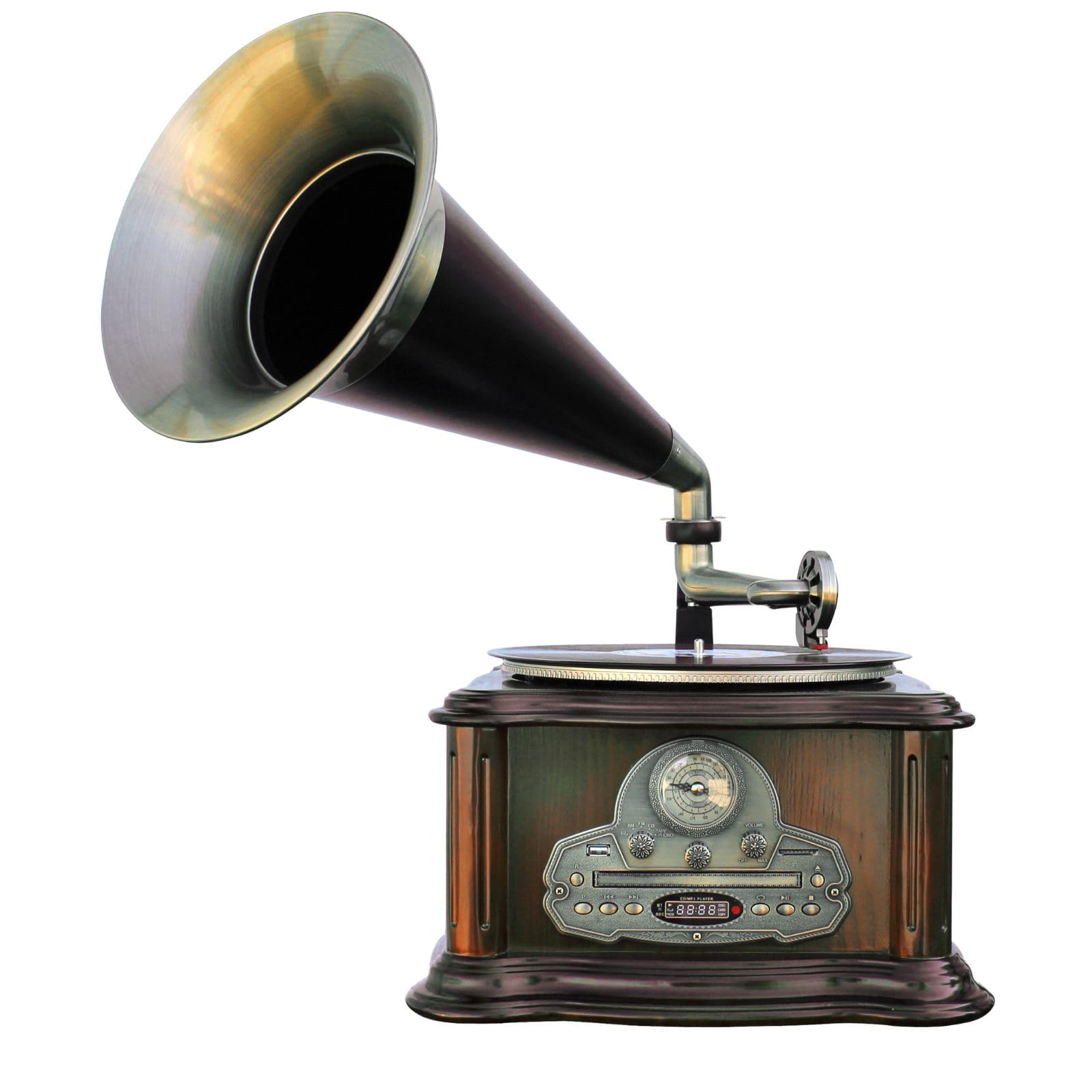 natürliches-holz-geschmiedetes-radiotisch-bluetooth-usb-cd-mp3-digitizer