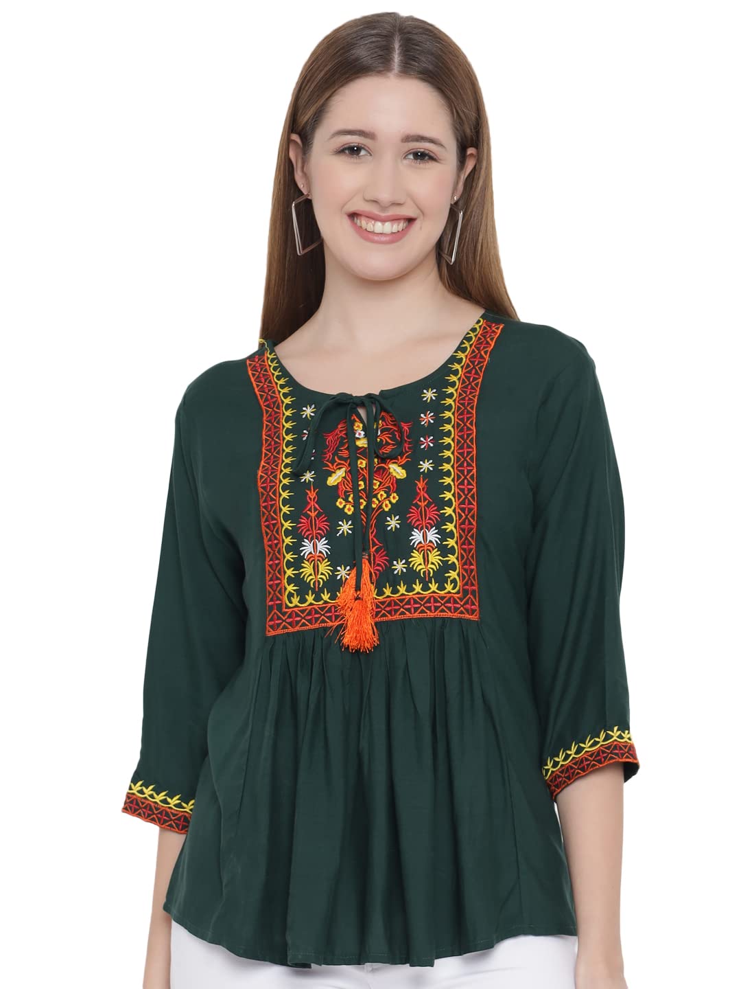 indietoga Women's Viscose Rayon Embroidery Casual Tops (Small to Plus Sizes 7XL)-picture-46