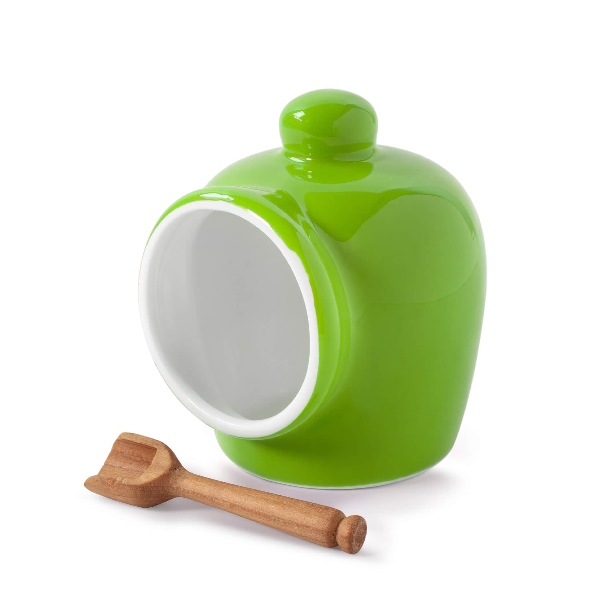 Wm Bartleet & Sons 1750 Green Wm Bartleet & Sons Traditional Porcelain Small Salt Pig With Wooden Salt Serving Spoon