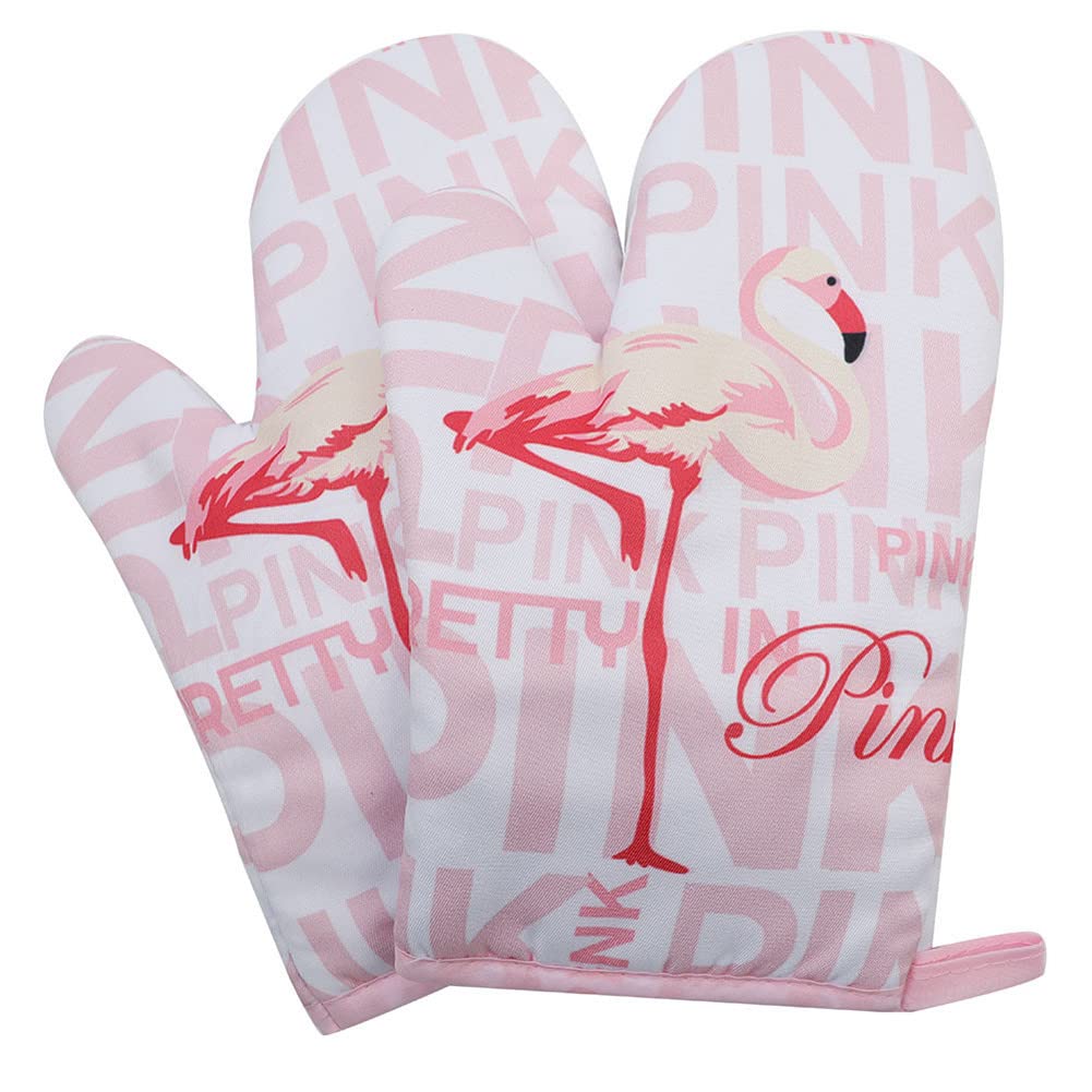 DOTBUY-SHOP Oven Gloves Heat Resistant Non Slip Oven Mitts Barbecue Microwave Gauntlet for Home Kitchen Pot Holder Grilling Cooking Baking BBQ (2pcs,Nordic Birds)