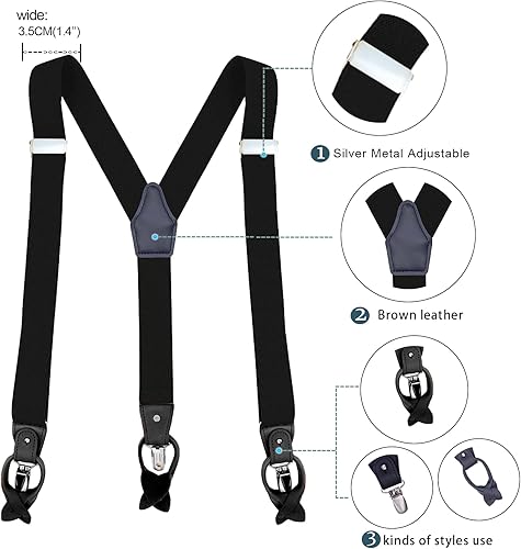 Miniatura 8 de MENDENG Tirantes de bronce vintage con 4 ganchos giratorios para hombre