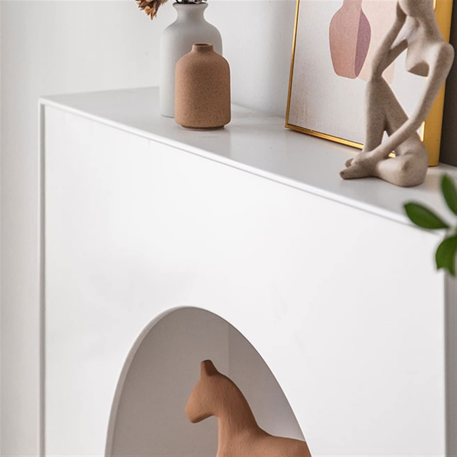 Dekoracyjne Elektryczny piec kominkowy Mantel surround Francuska szafka dekoracyjna Symulacja kominka Witryna Salon Kominek Piec Obramowanie, biały Otoczenie kominka | 70*20*80cm