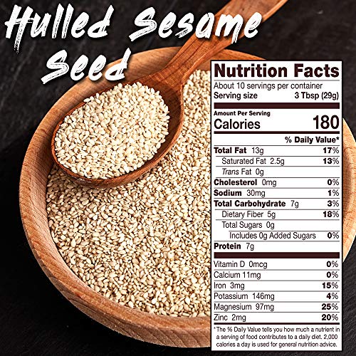 Spices Village Raw Sesame Seeds, White Seasame Seeds Bulk, Fresh Hulled Sesame Seeds for Cooking and Baking, Gourmet Natural Sesame, Kosher-Gluten Free-Non GMO Sesame, Resealable Bulk Bag