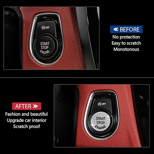 Miniatura 2 de PIFOOG Accesorios brillantes para el botón de arranque del motor con purpurina de BMW, calcomanías decorativas para BMW 2 3 4 5 Series X3 X5 X1 X2