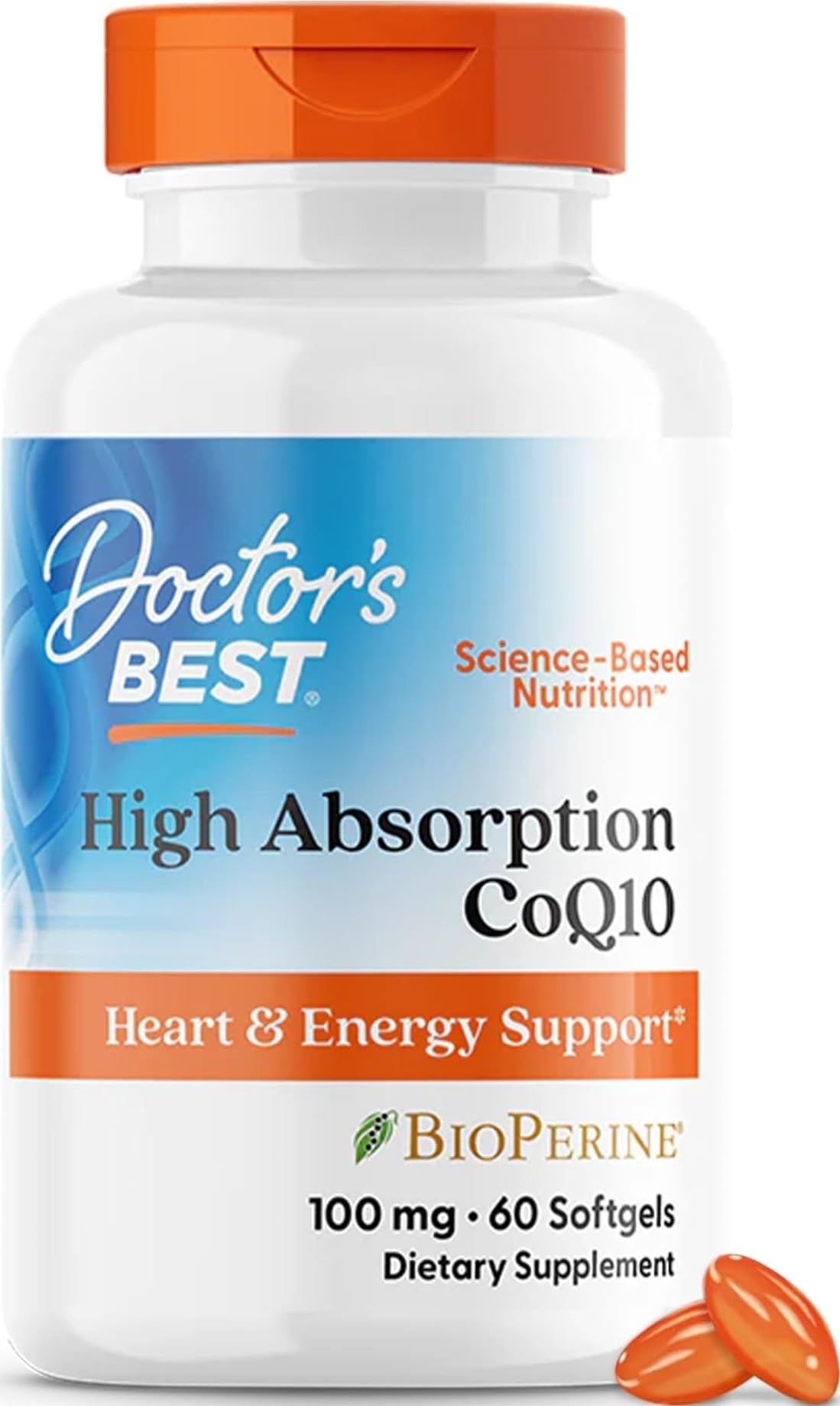Doctor's Best High Absorption CoQ10 with BioPerine Supplement, 60 Softgels Unflavored 60 Count (Pack of 1)