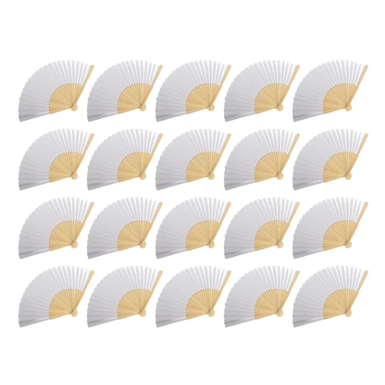 Éventail pliable en papier blanc vierge pour calligraphie et dessin x20