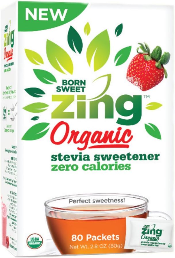 YuanKanJu Cloudy Come CoN Born Sweet Zing Zero Calorie Organic Stevia Sweetener Packets - 80 Packet Count
