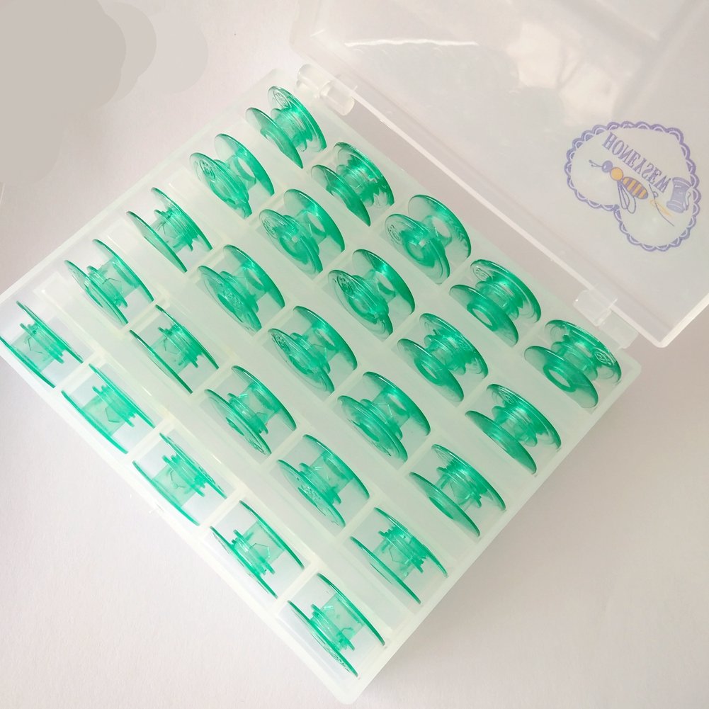 100 Pcs Clear Green Bobbins For Viking Husqvarna Sewing Machines - No Thread Hole