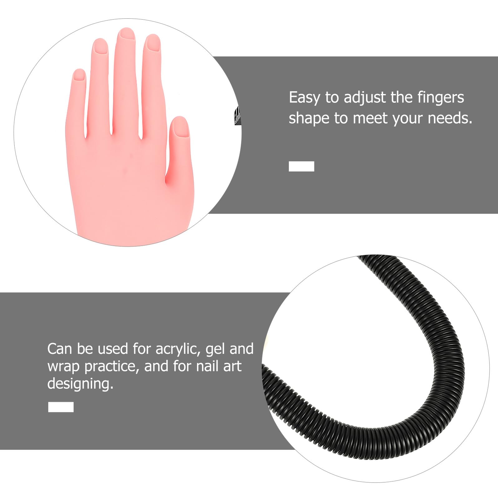 Alipis 1pezzi Mano Finta in Plastica Flessibile per Esercitarsi Unghie Finte Manicure e Addestramento alla Mano per Nail Art