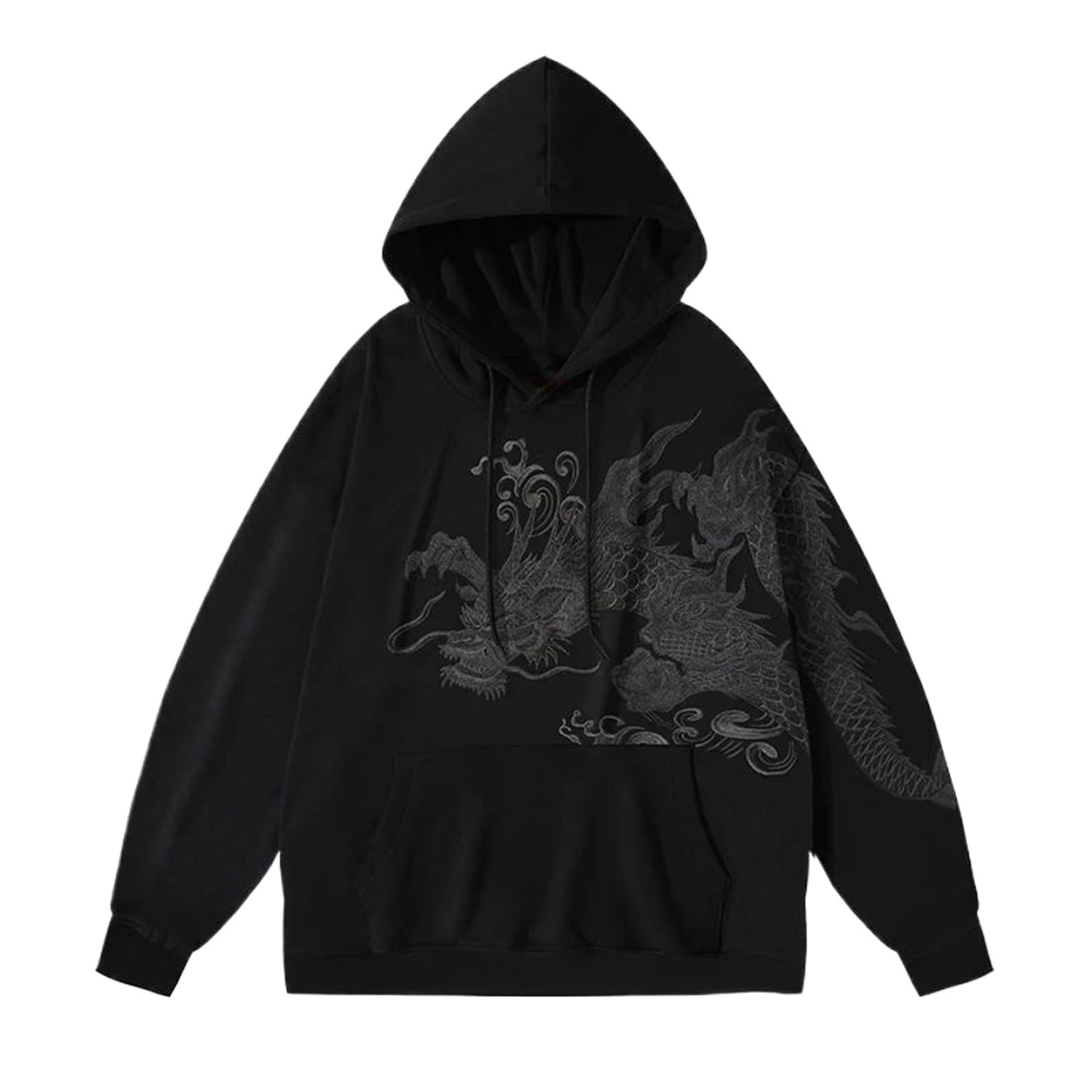 WOLONG Felpe con cappuccio da uomo con cappuccio vintage drago con cappuccio in cotone hip hop felpa pullover cinese casual felpa con cappuccio