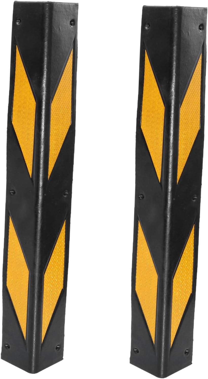 2Pcs Reflective Rubber Corner Guards Wall Protector for Parking Garages Impact Absorbing Edge Protector for Vehicles and Walls and Safety Strips