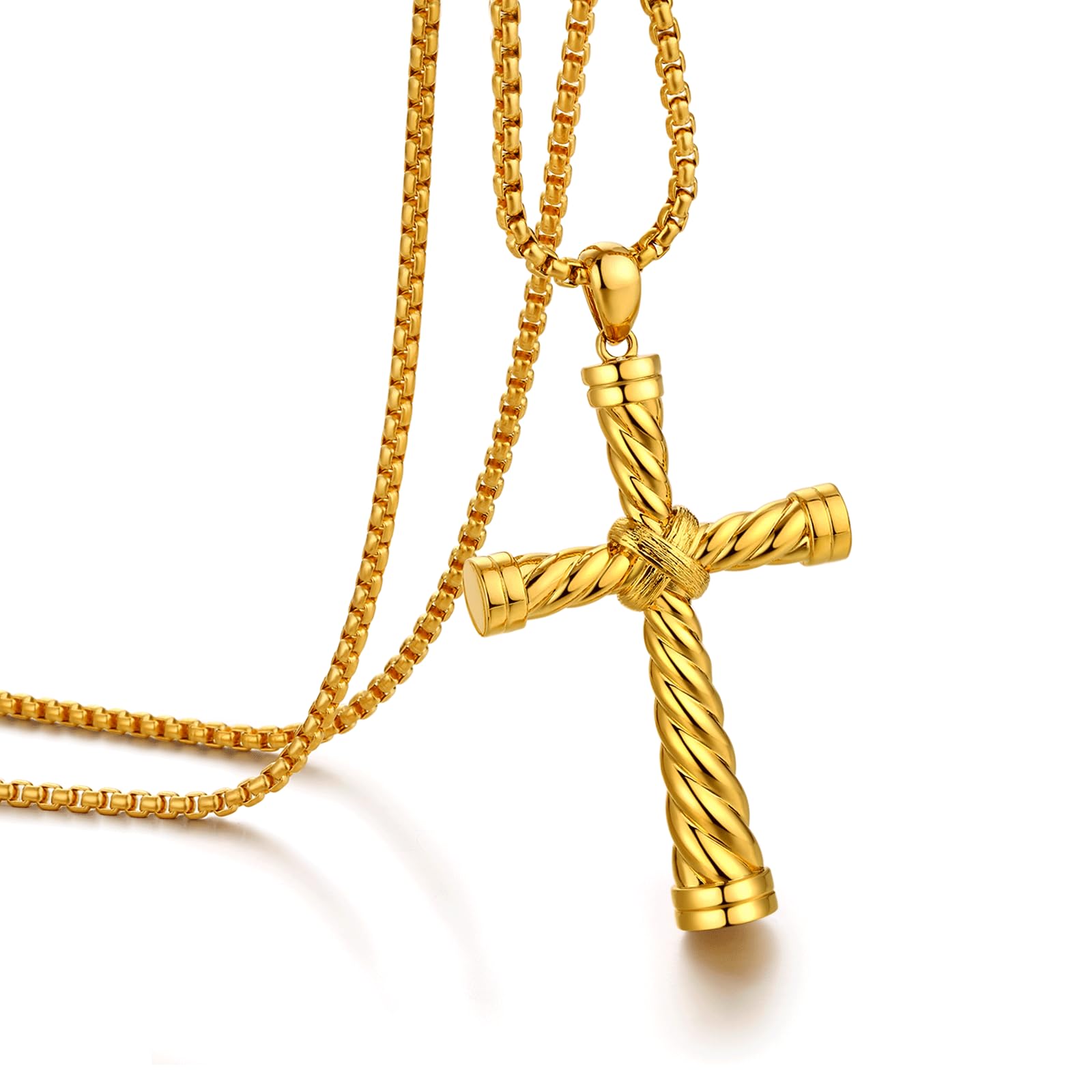 jiamiaoi Collar Cruz Colgante Cruz De Acero Inoxidable Hipoalergénico Para Hombre Femme, Cadena Hombre Plata,Oro,Negro Color