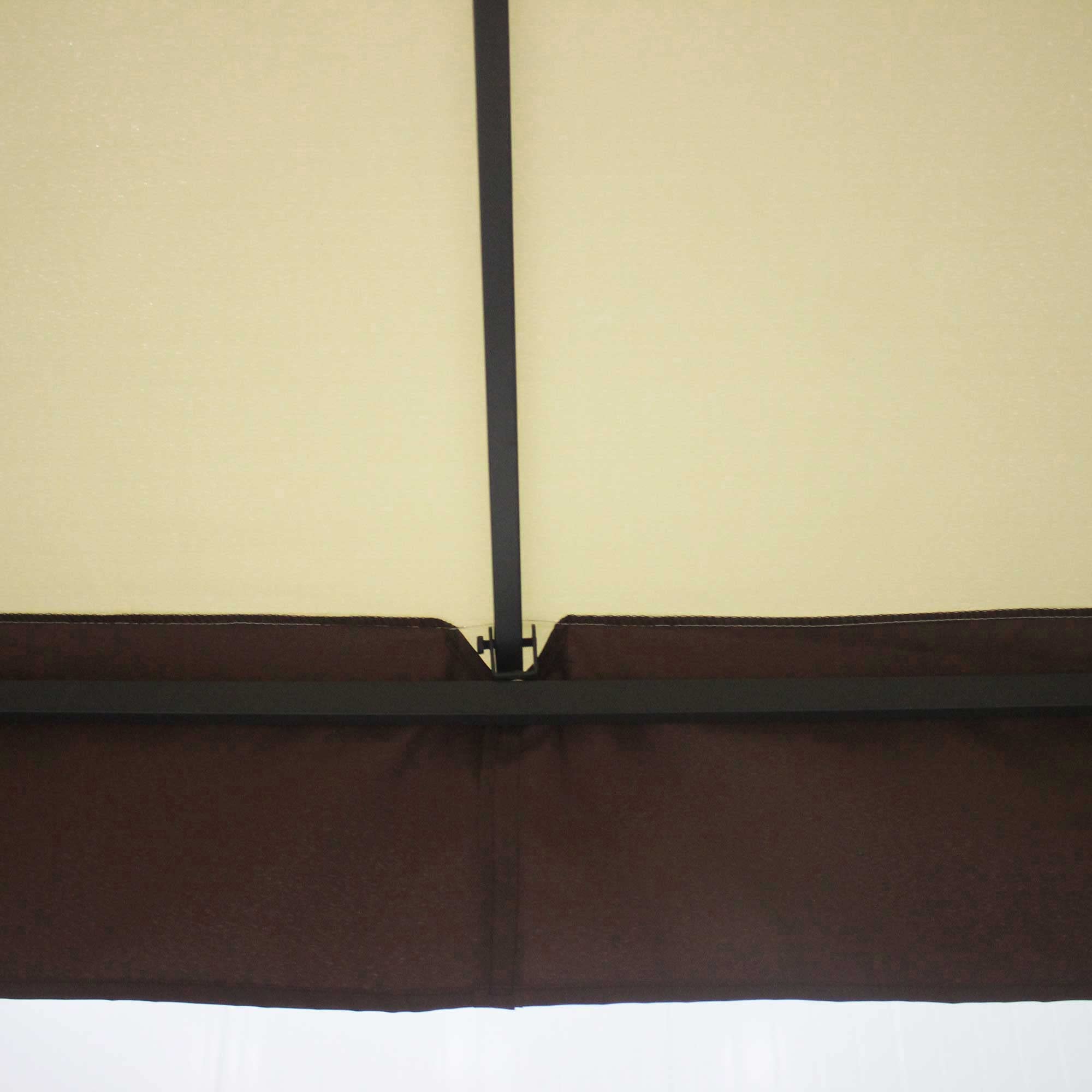 Outsunny Cenador de Jardín 3x3 m Pabellón Doble Techo Ventilación Beige | para Exterior, Marco de Acero Anti-UV, para Fiestas, Eventos, Patio al Aire Libre