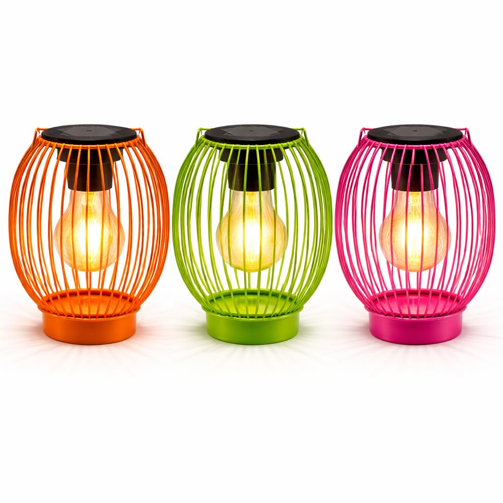 formano Solar LED Windlicht 3er Set Metall Außenleuchte Dämmerungssensor & IP44 - inkl. 3X AA Akku, 16x12x12 cm - warmweiß, für Terrasse, Balkon & geschützten Gartenbereich