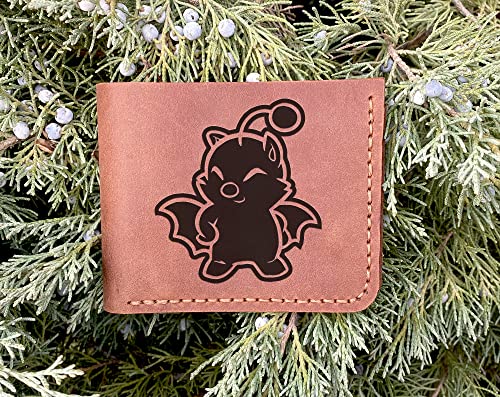 FF Moogle Kupo Leather Wallet Mens, Gamer Wallet, Gamer Gifts, Personalized Mens Wallet, Christmas Gift for Him, Custom Leather Wallet Handmade, Husband Gift, Boyfriend Gift, Geek Gift k5503