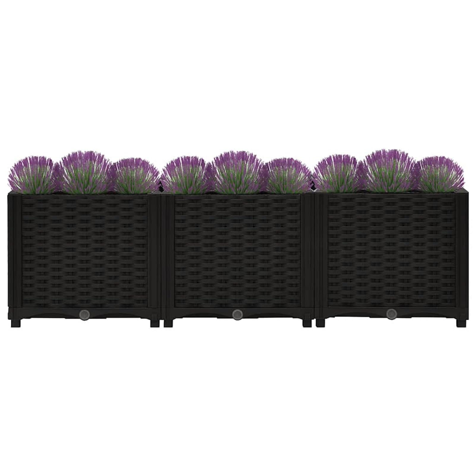 Gecheer Letto Rialzato, Fioriera in Polipropilene 120x40x38 cm per Giardino, Aiuola Rialzata con Ampio Spazio per Piante, Fiori, Orto Domestico, Facile da Montare, Design Elegante Nero