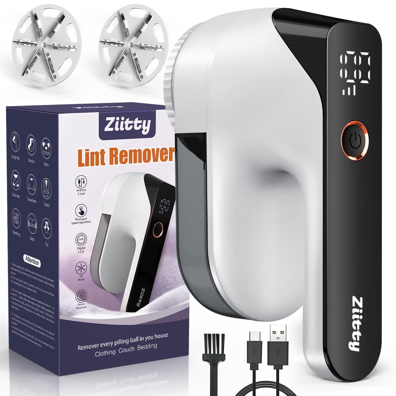 Rasoio elettrico con indicatori LED Rasoio per pelucchi, spazzola portatile per pelucchi, dispositivo di rimozione dei pelucchi USB ricaricabile con 6 lame Per rimuovere i pelucchi dagli indumenti