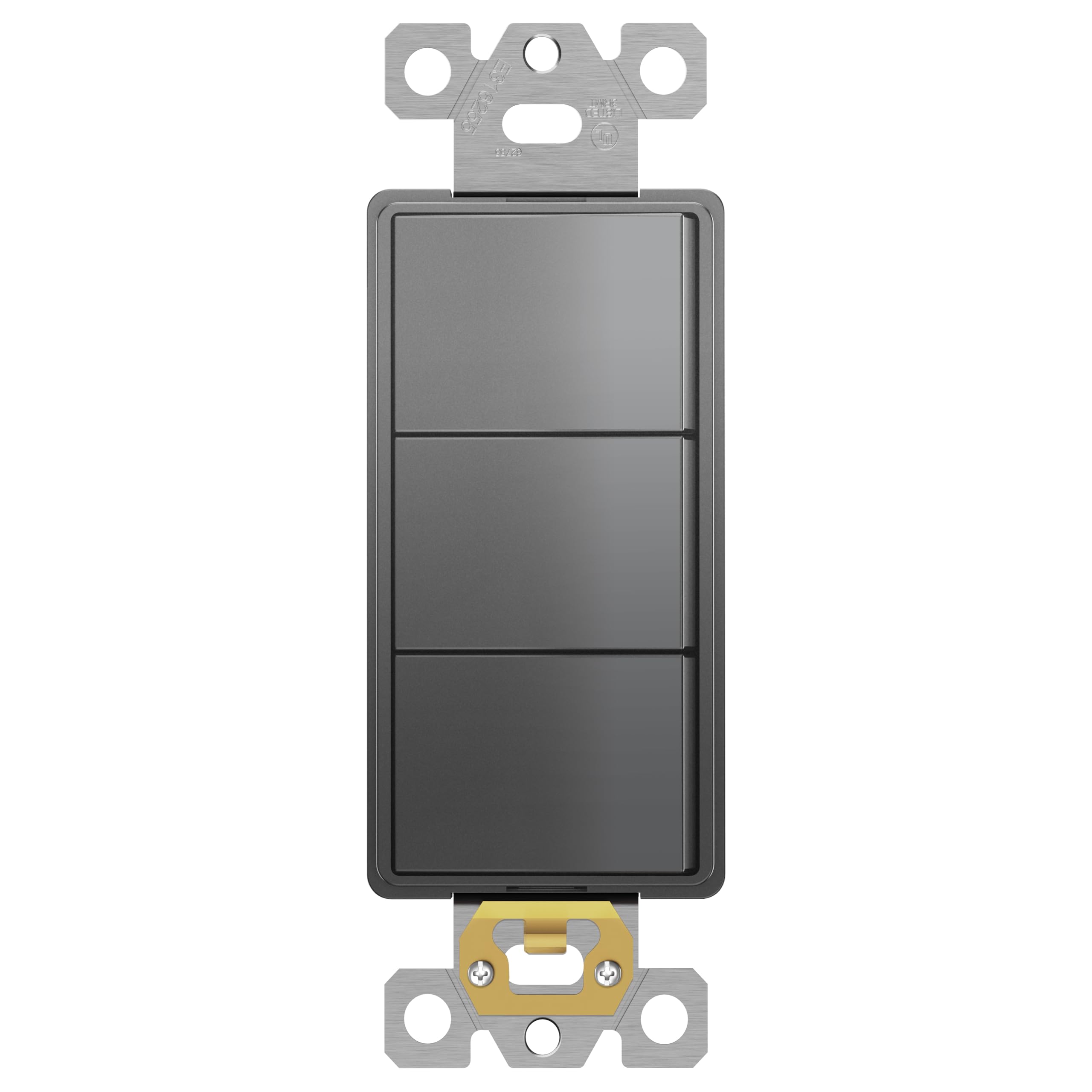 ENERLITES Elite Series Triple Decorator Screwless Wall Plate, Combination Paddle Switch, Ground Terminal, Single Pole